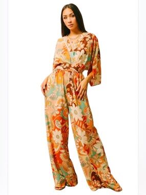 Baltic Born Rhapsody Floral Wide-Leg Jumpsuit  Size Small
